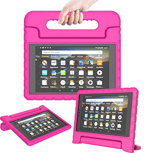 TIRIN Kids Case for All-New Fire HD 8 2018/2017 - Lightweight Shockproof Convertible Handle Stand Case for Amazon Fire HD 8 Tablet (8th/7th Generation, 2018/2017 Release), Rose
