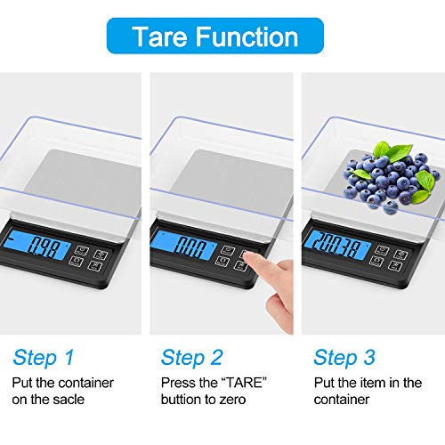 Zibet Rechargeable Digital Kitchen Scale Food Scale Jewelry Scale,0.01g-600g Pocket Scale with Backlit LCD Display,Tray,6 Units,Auto Off,PCS and Tare Function,Stainless Steel - Thumbnail 3