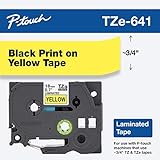 Brother Genuine P-Touch TZE-641 Tape, 3/4" (0.7") Standard Laminated P-Touch Tape, Black on Yellow, For Indoor or Outdoor Use, Water-Resistant, 26.2 ft (8 m), Single-Pack