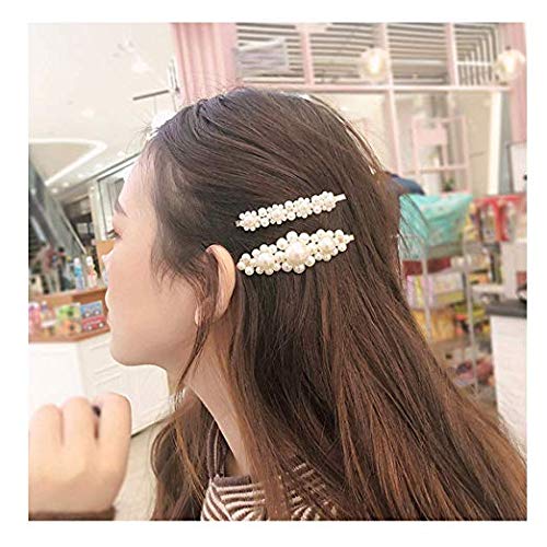 image for CELLOT 20PCS Acrylic Hair Pins Rhinestones Pearls Mix Gold Duckbill Cl