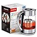 Electric Tea Kettle, FEBOTE 2 in 1 Glass Kettle Teapot with Infuser, 1500W-1.7L (BPA-Free) Water Heater Variable Temperature Control, Stainless Steel&Body Removable Lid for Tea, Coffee
