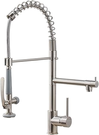 Fapully Commercial Pull Down Kitchen Sink Faucet With Sprayer