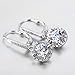 YFN Sterling Silver Created Round Cz Birthstone Drop Dangle Leverback Earrings for Women(White Cz Earrings)