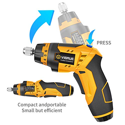 VIGRUE Electric Cordless Screwdriver with 45 Free Accessories, Rechargeable 4V MAX 2000mAh Li