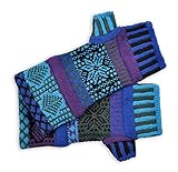 Solmate Socks - Mismatched Fingerless Mittens/Gloves for Women or for Men, Made in USA, Blue Spruce Winter Pattern