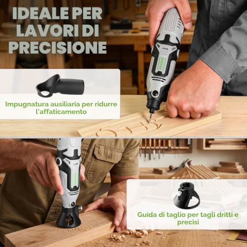 DESOON Multifunction Tool 170W 145 Accessories 6 Speed 10000-38000RPM Mini Electric Rotary Drill, 3.2mm Chuck, Flexible Shaft for Engraving, Drilling, Cutting, Grinding