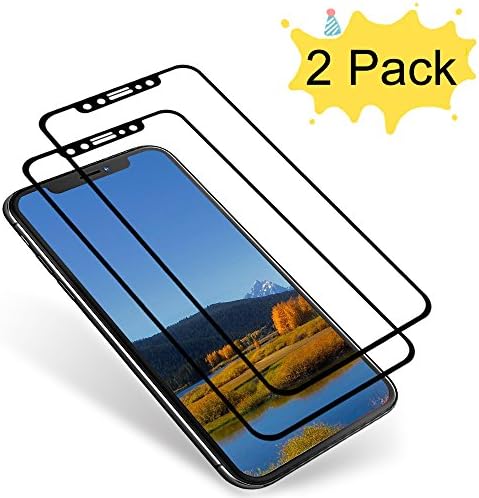 XKAUDIE iPhone X Screen Protector, iPhone X Tempered Glass [3D Full Coverage] Bubble Free Screen Protector [Anti-Scratch] for iPhone X-Black [2-Pack]
