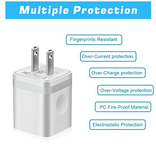 LEEKOTECH USB Wall Charger, [UL Certified] 3-Pack 2.1A/5V Dual USB Plug Power Adapter Charger Block Charging Cube Compatible with iPhone X/ 8/7/ 6S Plus, Xs Max XR, iPad, Samsung, Android, and More
