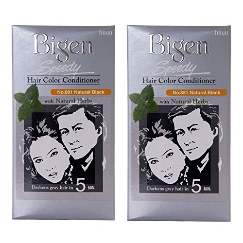 Bigen Speedy Hair Color - Natural Black 881, 5 Minute Permanent Hair Dye With Applicator Comb