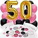 Chic 50th Birthday - Pink, Black and Gold - Confetti and Balloon Birthday Party Decorations - Combo Kit