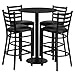 Flash Furniture Jamie 30'' Round Black Laminate Table Set with Round Base and 4 Ladder Back Metal Barstools - Black Vinyl Seat