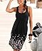 Women's Summer Casual Loose Mini Dress Print Pleated Sleeveless Sundress A-Line Beach Dresses (Black, Medium)