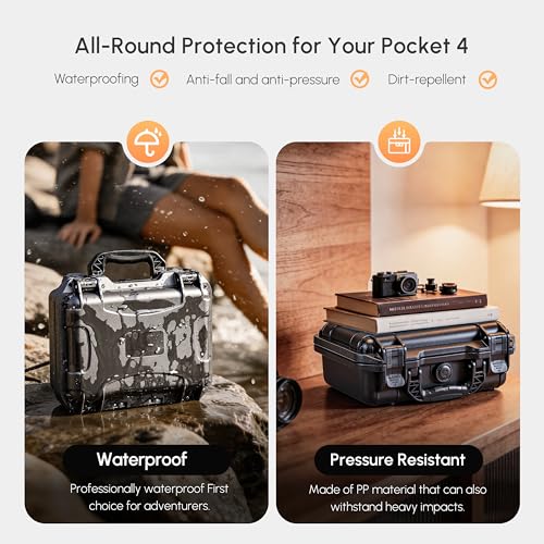 STARTRC PHOTO Osmo Pocket 4 Hard Shell Suitcase, Double-Walled Waterproof Bag for DJI Pocket 4 Creative Combo Accessories, Multifunctional Storage Bag with Large Capacity (Bag Only)