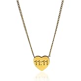 AditiGarden Angel Number Heart Charm, 111 11:11 1111 222 333 444 555 777 888 999 Spiritual Lucky Necklace for Women