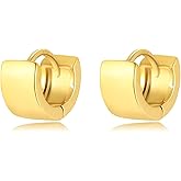 STAYLOVE Small Huggie Earrings for Women 14K Gold Plated Chunky Hoops 925 Sterling Silver Post Mini Cartilage Wide Thick Hoop Earrings