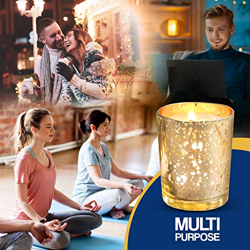 RFAQK Gold Votive Candle Holder with Metallic Plate and Candle Snuffer