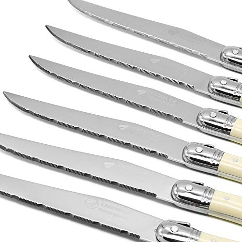 image for KeepingcooX Laguiole Steak Knife with Ivory Handle, Serrated Blade, St