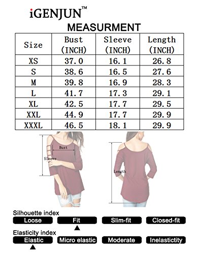 5 iGENJUN+Womens+Hollowed+Shoulder+Quarter