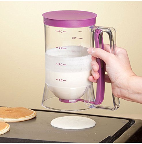 ASSIS Pancake Batter Dispenser ,Kitchen Easy Pour Home Kitchen Gadgets - Perfect Baking of Cupcakes, Waffles, Cakes, Muffin Mix, Crepes, Donuts or Any Baked Goods - Bakeware Maker with Measuring Label