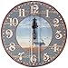 Lily's Home Rustic Wood-Style Country Lighthouse Wall Clock, Fits Nautical or Country Décor, Battery-Powered with Quartz Movement, Ideal Gift for Lighthouse Fans (13