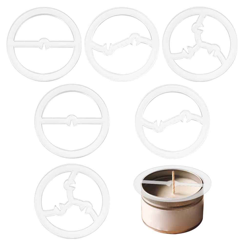 BENECREAT 6pc 3-Style Acrylic Wick Holder Set, DIY Candle Making Tool