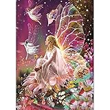 DIY 5D Diamond Painting by Number Kits, Full Drill Crystal Rhinestone Embroidery Pictures Arts Craft for Home Wall Decor Gift,Fairy Queen on The Flower