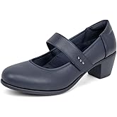 VJH confort Women's Mary Jane Pumps Low Block Chunky Heel Round Toe Dress Work Comfortable Shoes
