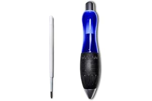 lyforx 3-Ounce Fat 𝐇𝐞𝐚𝐯𝐲 𝐖𝐞𝐢𝐠𝐡𝐭𝐞𝐝 Pens for Arthritis Hands, Parkinson's, Carpal Tunnel, Hand Tremors Wide Grip, Thick Barrel, Easy to Hold Blue