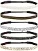 Hipsy 5pk Women's Adjustable NO SLIP Skinny Bling Glitter Headband Multi Gift Pack (Gold/Black/Silver/Brown/White)