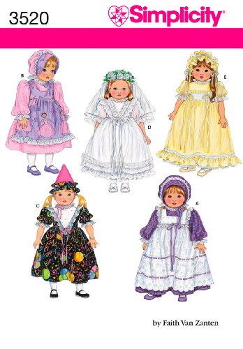 Simplicity Sewing Pattern 3520 Doll Clothes, One Size