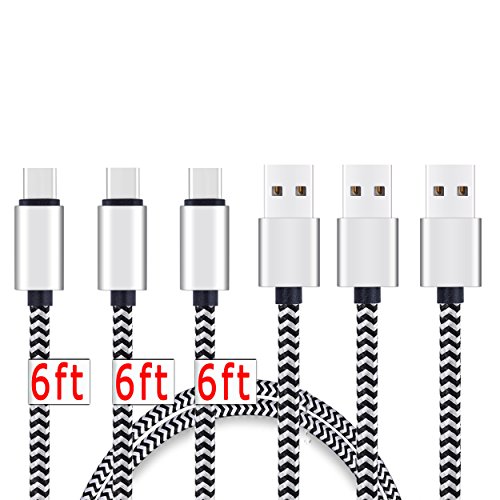 USB Type C Cable 6ft 3Pack by Ailun High Speed Type C to USB A Sync Charging Nylon Braided Cable for Samsung Galaxy S10 Plus Smartphone Tablets Silver Blackwhite Not Micro USB