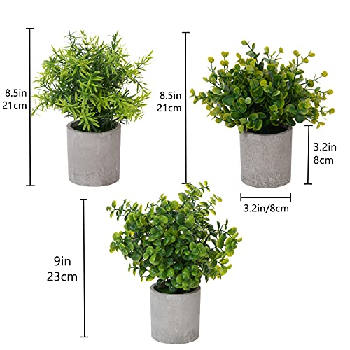 mizii 3 Pack Mini Potted Artificial Plants w/ 3 Plant Hangers