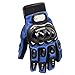 Tonsiki Carbon Fiber Motorcycle Motorbike Cycling Racing Full Finger Gloves (Blue, XL)