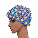 Medifier Swim Cap Floral Petal Retro Style Bathing Caps for Women Blue