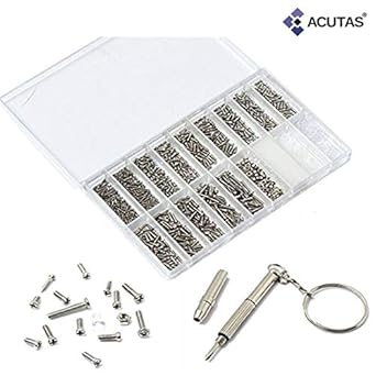 ACUTAS 1000pcs/set Micro Glasses Sunglass Watch Spectacles Phone Tablet Screws Nuts Screwdriver Repair Kits Box Hand Tool Set