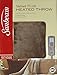 Sunbeam Velvet Soft Plush Heated Throw Blanket Size: 50 x 60 3 Heat Setting Remote Control Auto Off (Cocoa (Beige/Tan/Brown))