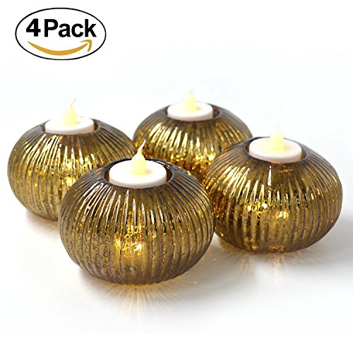 Dolucky Illuminated Mercury Glass Votive Candle Holder Set of 4 Chocolate