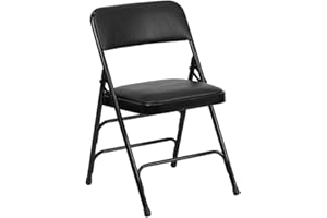 Flash Furniture HERCULES Series Curved Triple Braced & Double Hinged Black Vinyl Metal Folding Chair
