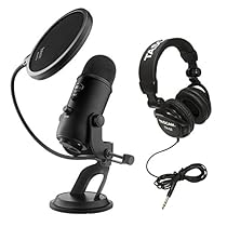 Blue Microphones Yeti USB Microphone with Studio Headphones and Knox Pop Filter
