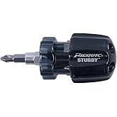 Picquic 91102B Stubby 6 Multi Bit Screwdriver, Bulk, Black