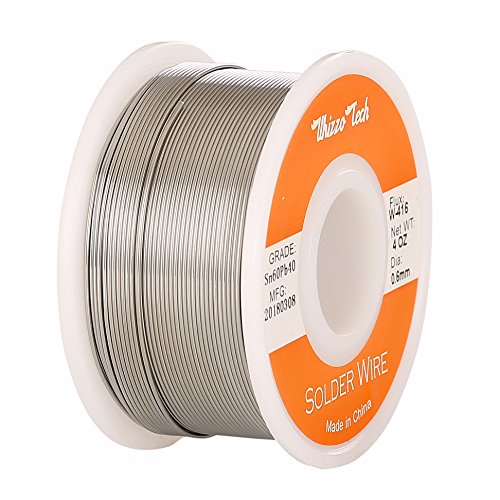 Whizzotech Solder Wire 60/40 Tin/Lead Sn60Pb40 with Flux Rosin Core for Electrical Soldering 4oz/100g Diameter 0.023 Inch/0.6mm (4oz-0.6mm)
