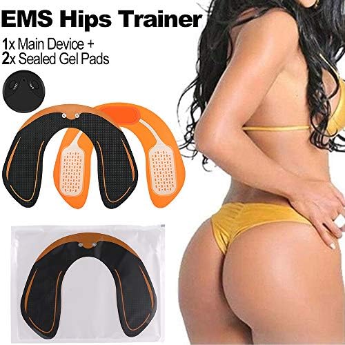 EMS Hips Trainer and Butt Toner, Electrical Body Beauty Massager for Women Buttocks Lifting Shape and Firm(with Additional one Free Gel Pad) - (Black and Pink) (Black and Pink) (Black and Yellow)