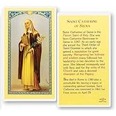 Hirten Saint Catherine of Siena Laminated Catholic Prayer Holy Card, Single Card – Patron of Nurses Pocket Devotional for Courage & Faith