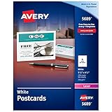 Avery Printable Cards, Laser Printers, 200 Invitation Cards, 4.25 x 5.5, U.S. Post Card Size (5689)