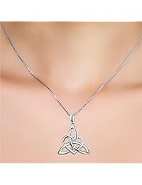 BGTY - Collar con colgante de corazón de plata de ley 925 con nudo celta, metal común, B071DDV1QV_US