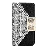 Samsung Galaxy S6 Edge Plus, Towallmark Fresh Cute Flip [Wallet Faux Leather] Case Cover (Black)