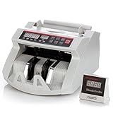 Flexzion Cash Bill Counter Money Currency Counting Bank Machine Counterfeit Detector Portable with Automatic Ultra Violet & Magnetic Detection Systems and External LCD Display
