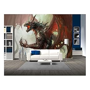 Illustration of Mythology Creature, Dragon - Removable Wall Mural | Self-Adhesive Large Wallpaper - 66x96 inches