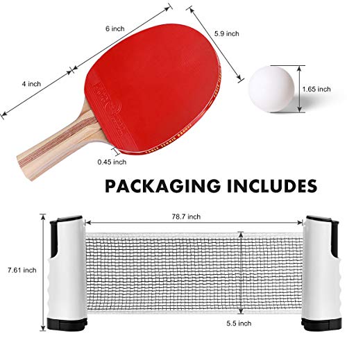 VOK Retractable Tabletop Tennis Game Set, Play Almost Anywhere with