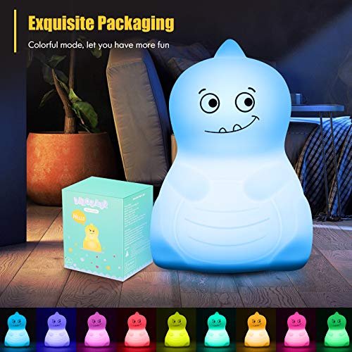 Dinosaur Toys Night Light for Kids, VSATEN Color Changing Touch Silicone Baby Nightlight with Remote, Portable Rechargeable LED Bedside Nursery Lamp for Toddler\'s Room, Birthday Gifts for Boys Girls